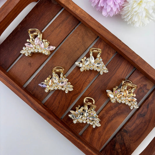 Premium Metal Triple Butterfly Hair Claw - Medium
