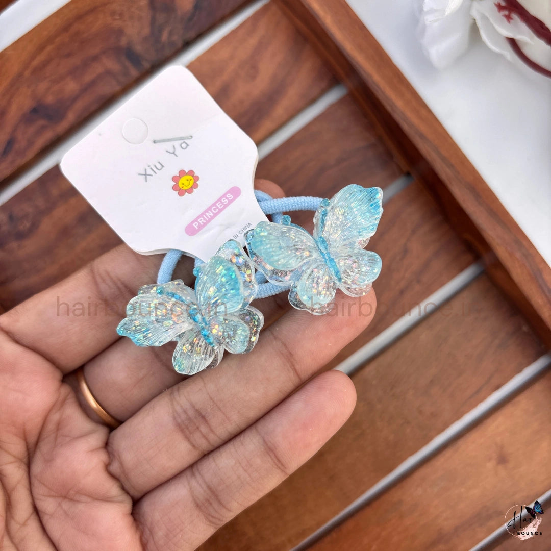 Sparkling Butterfly Ponytail Rubber Bands for Girls – Pack of 2