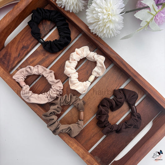 Classic Solid Colour Fabric Hair Scrunchies for Women & Girls