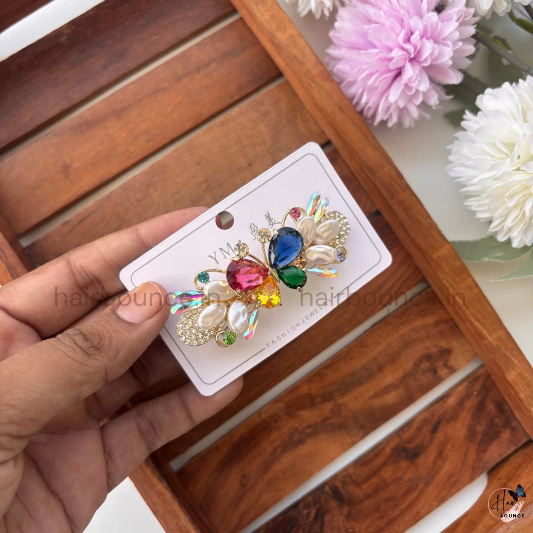 Crystal Butterfly Center Hair Barrette