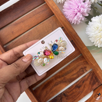 Crystal Butterfly Center Hair Barrette