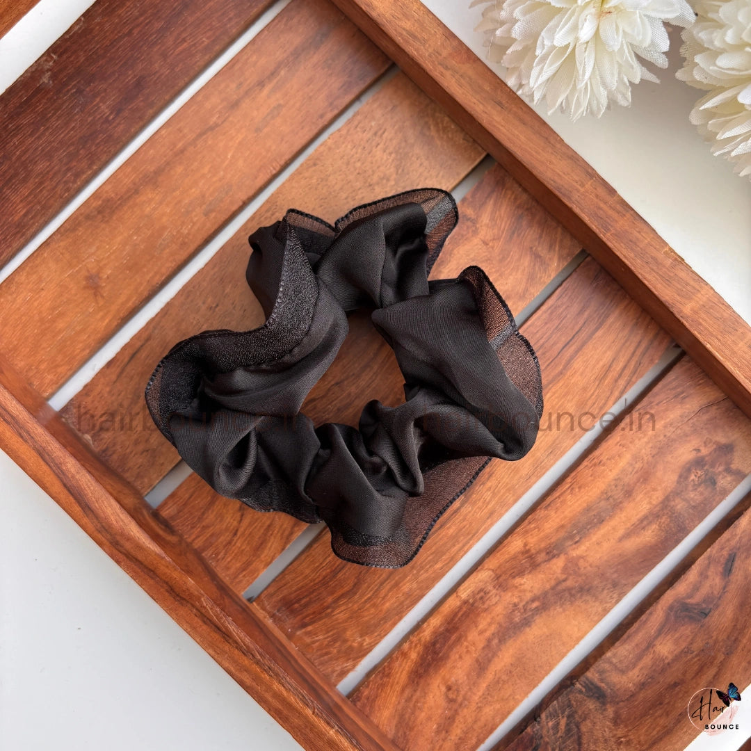 Sheer Edge Satin Scrunchie Hair Tie