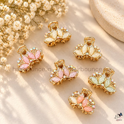 Pastel Crystal Butterfly Mini Hair Claw Clips – Pack of 6