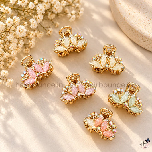 Pastel Crystal Butterfly Mini Hair Claw Clips – Pack of 6