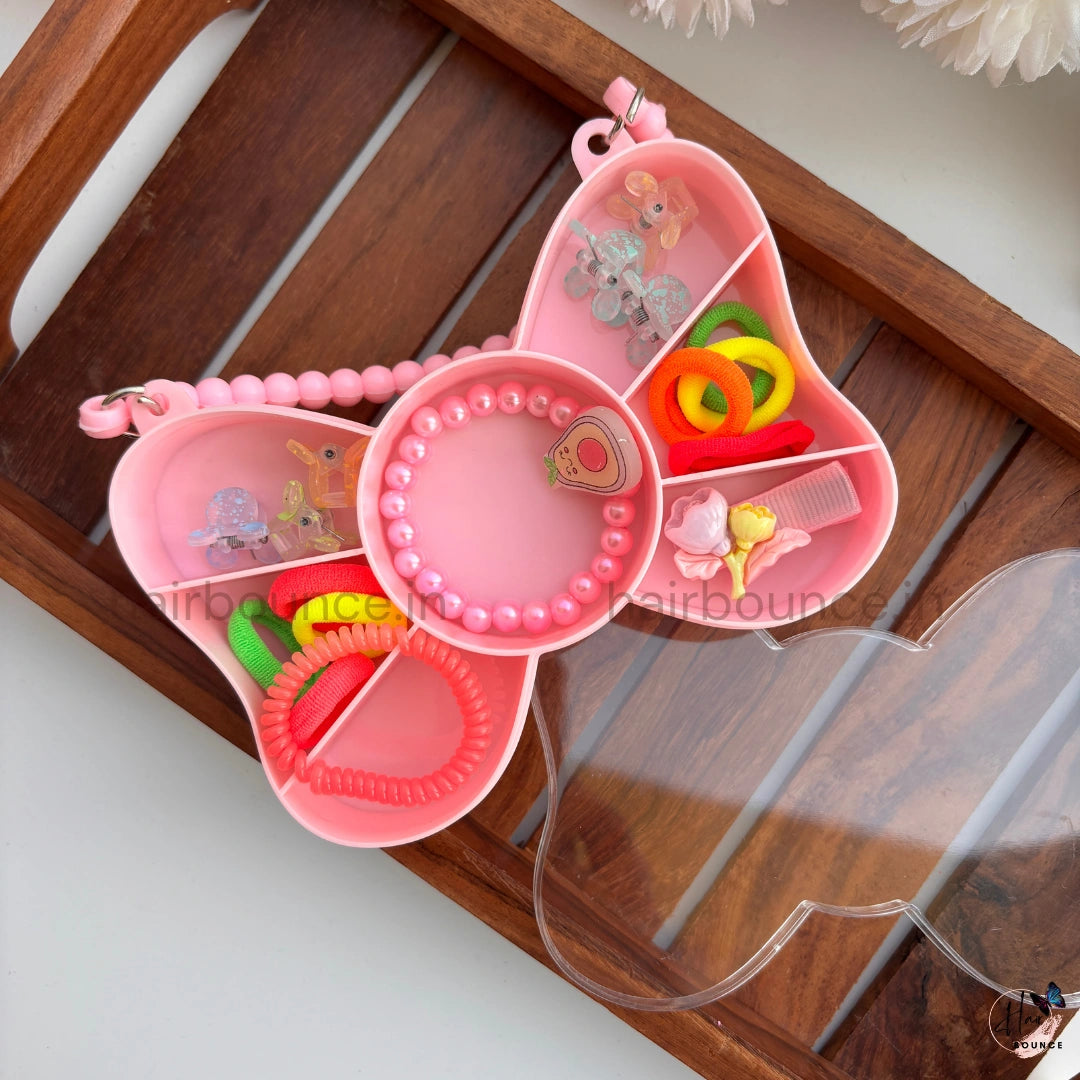 Cute Butterfly Kids Hair Accessories Storage Box Set