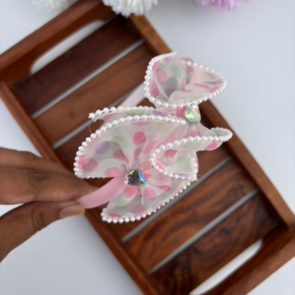 Polka Pearl Bow Headband