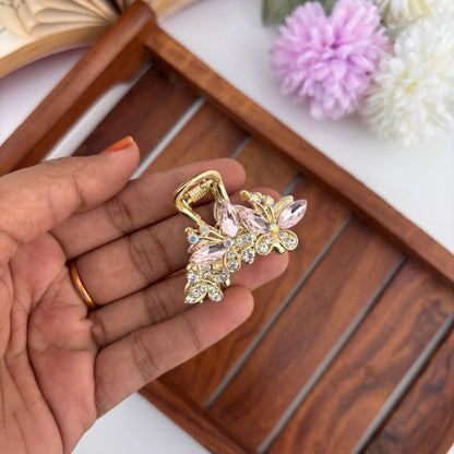 Premium Metal Triple Butterfly Hair Claw - Medium