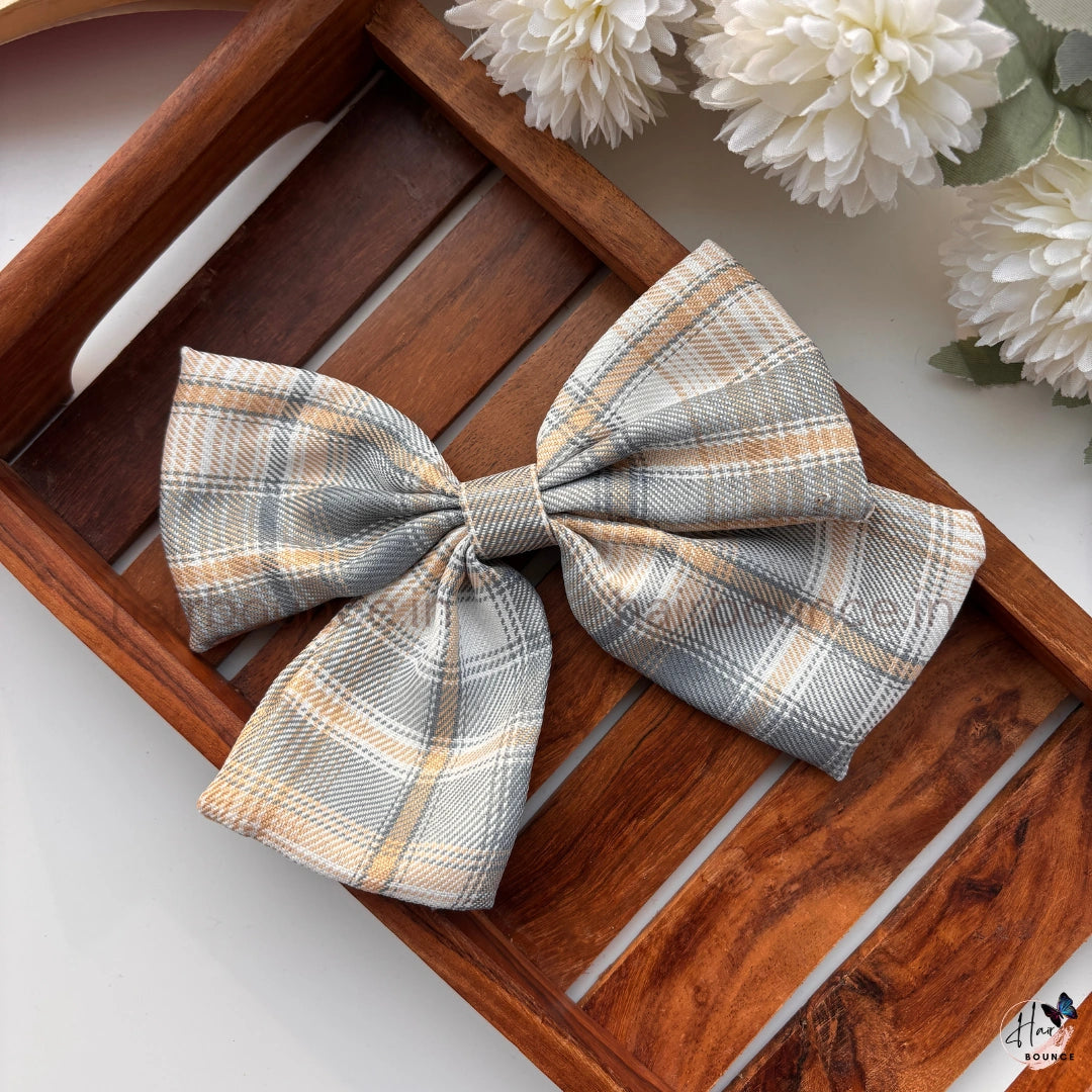 Pastel Plaid Bow Hair Clip
