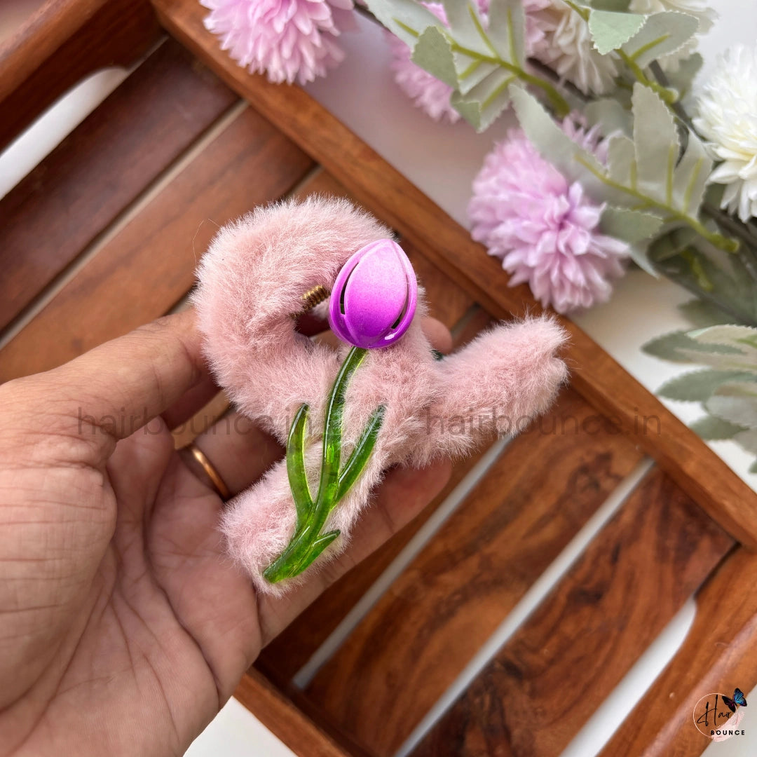 Shiny Tulip Fur Hair Claw – Large
