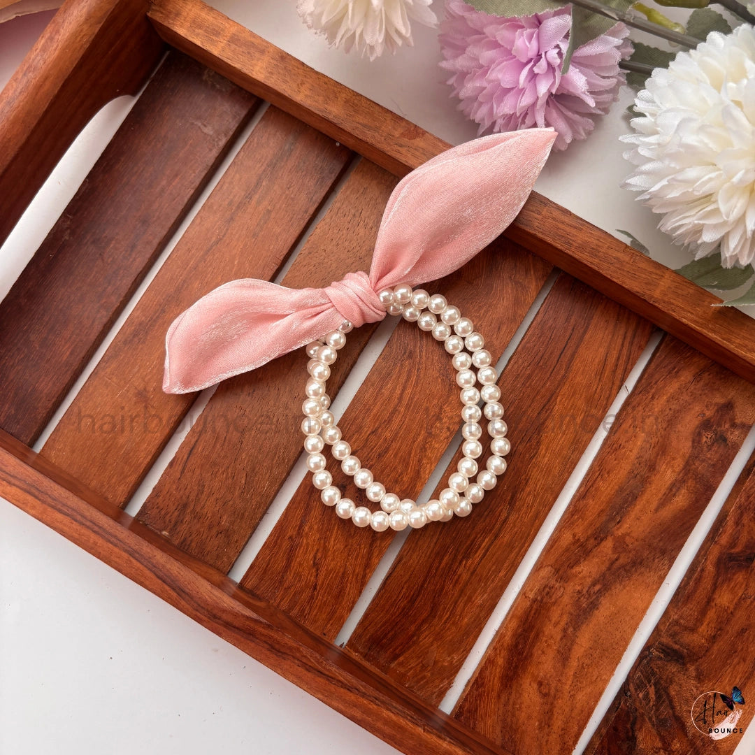 Pearl Bow Luxe Ponytail Holder