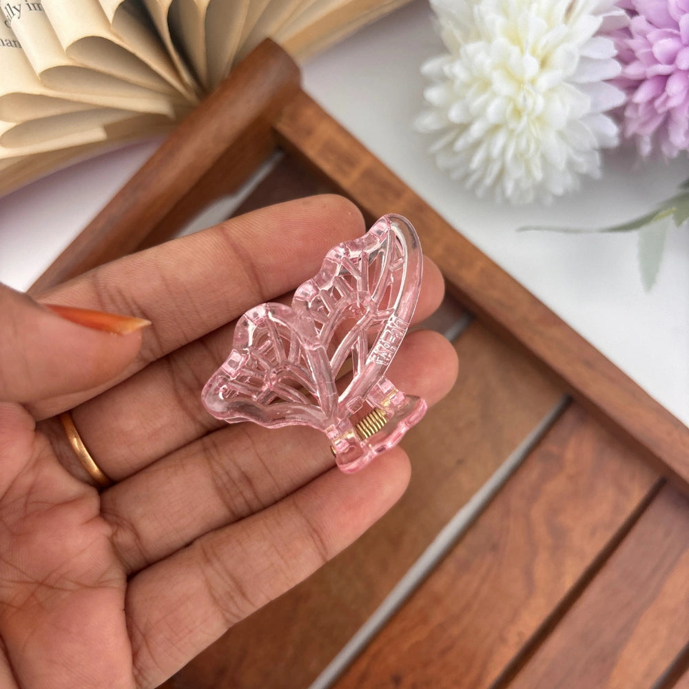 Glossy Lined Butterfly Hair Claw - Small