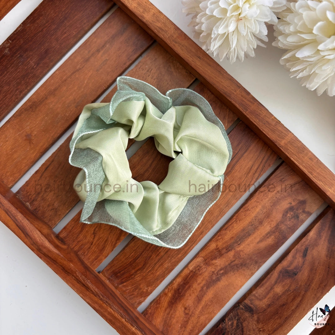 Sheer Edge Satin Scrunchie Hair Tie