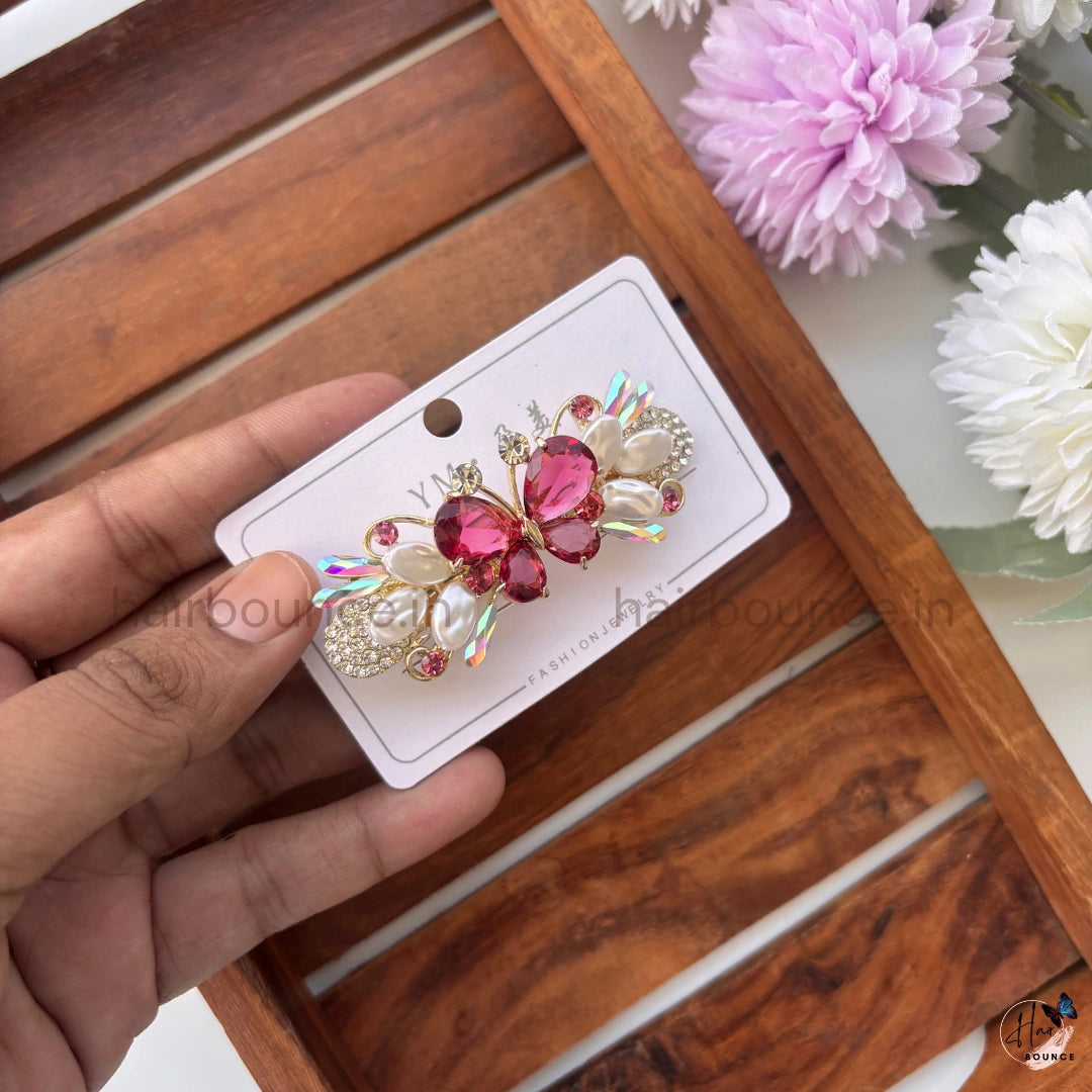 Crystal Butterfly Center Hair Barrette