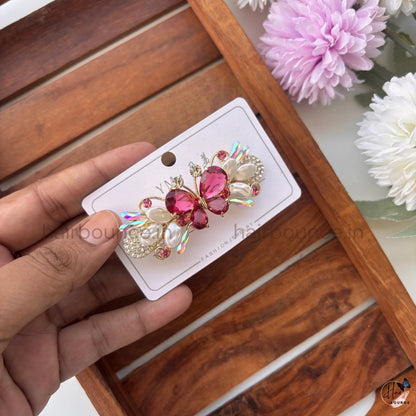 Crystal Butterfly Center Hair Barrette