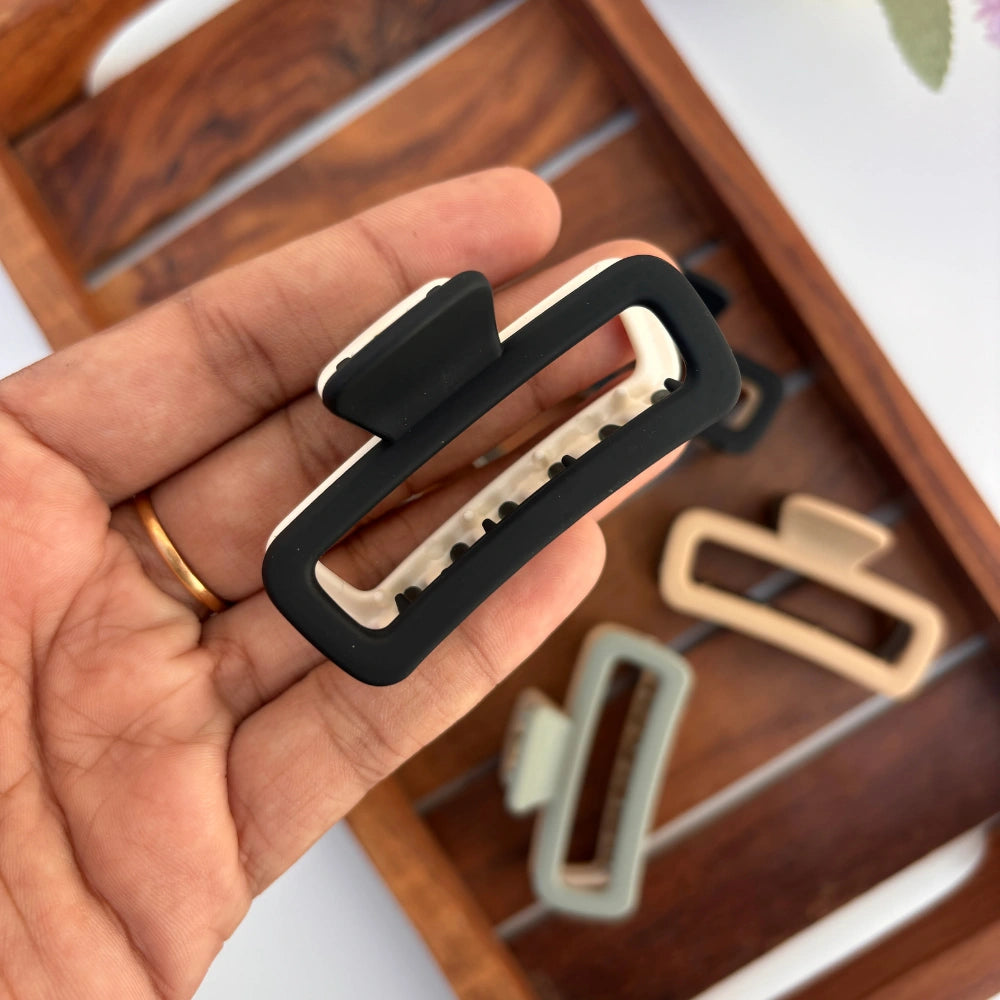 Dual Colour Rectangle Hair Claw - Medium