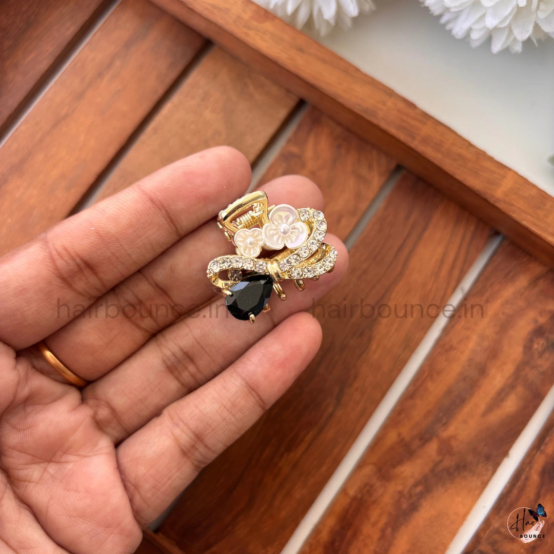 Crystal Pearl Butterfly Hair Claw – Small