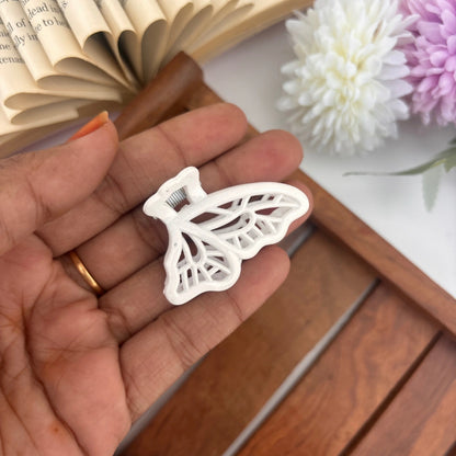 Glossy Lined Butterfly Hair Claw - Small