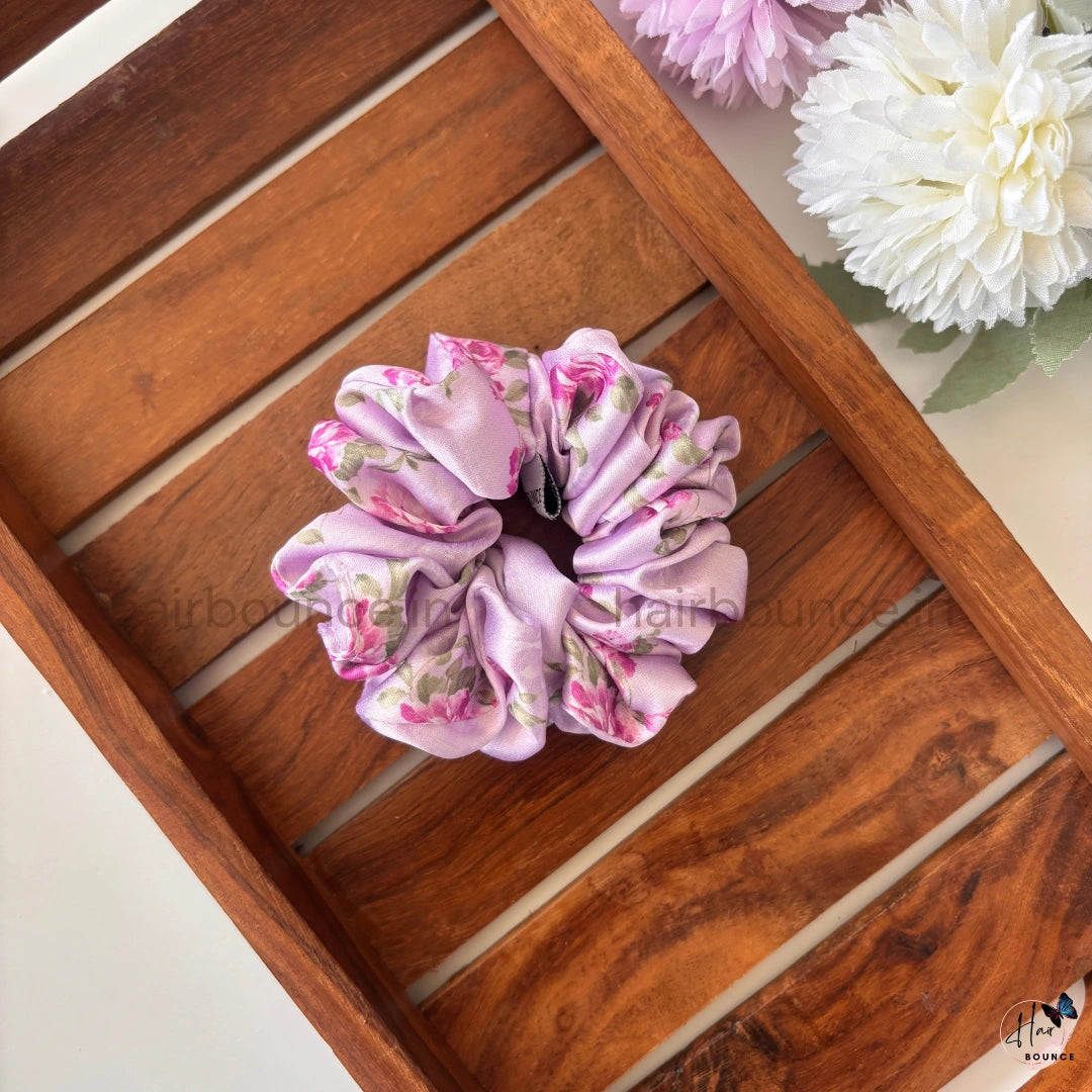 Lavender Garden Satin Scrunchie - Regular