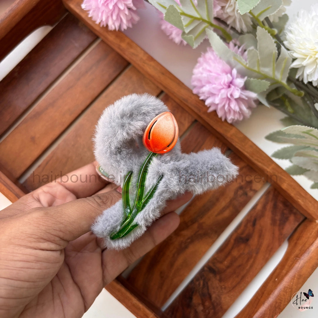 Shiny Tulip Fur Hair Claw – Large