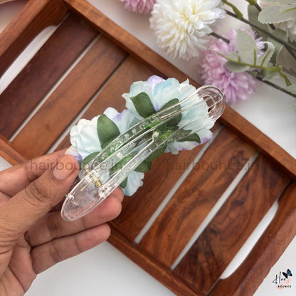 Double Peony Bloom Curved Hair Clip - Large