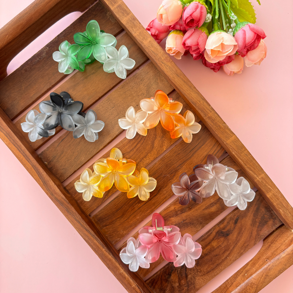 Glassy Lily Triple Flower Hair Claw - Medium