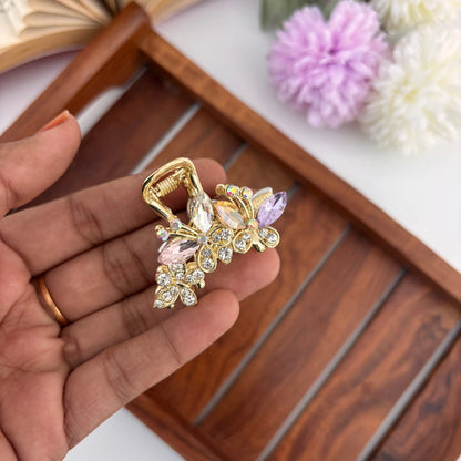 Premium Metal Triple Butterfly Hair Claw - Medium