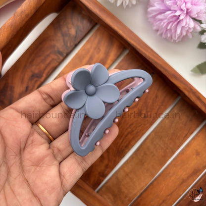 Dual-Colour Floral Arc Hair Claw – Medium