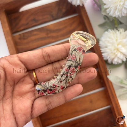 Floral Fabric Banana Hair Claw - Medium