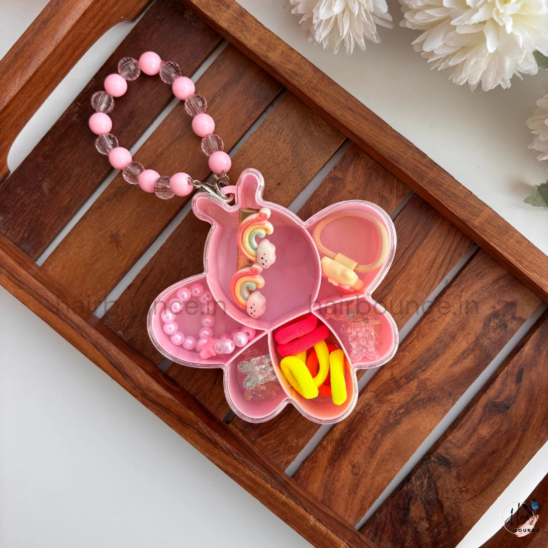 Cute Bunny Kids Hair Accessories Storage Box Set