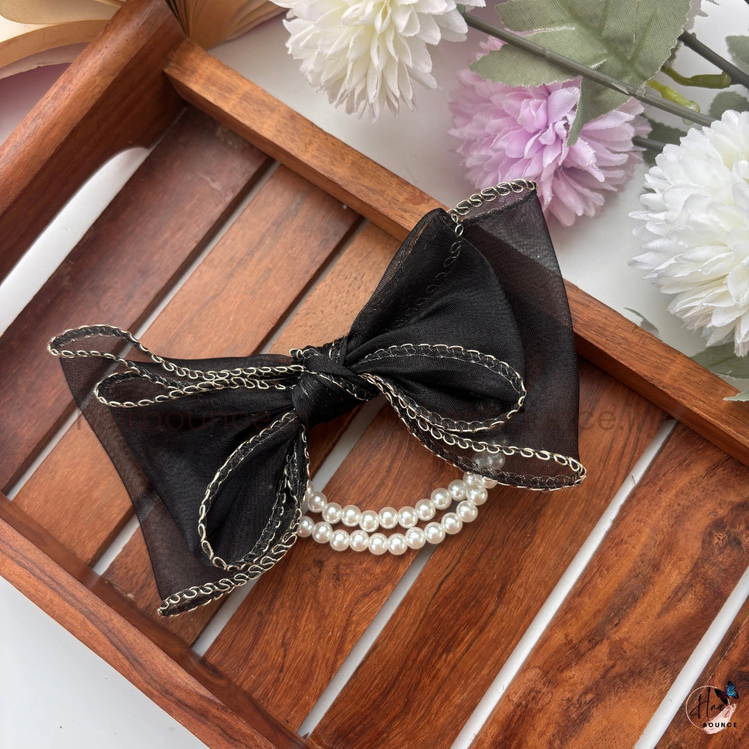Pearl Ribbon Organza Hair Tie