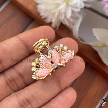 Pastel Crystal Butterfly Mini Hair Claw Clips – Pack of 6