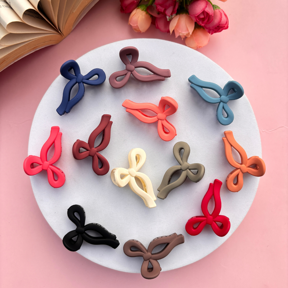 Bow Hair Claw - Pack of 2 / Assorted Colours