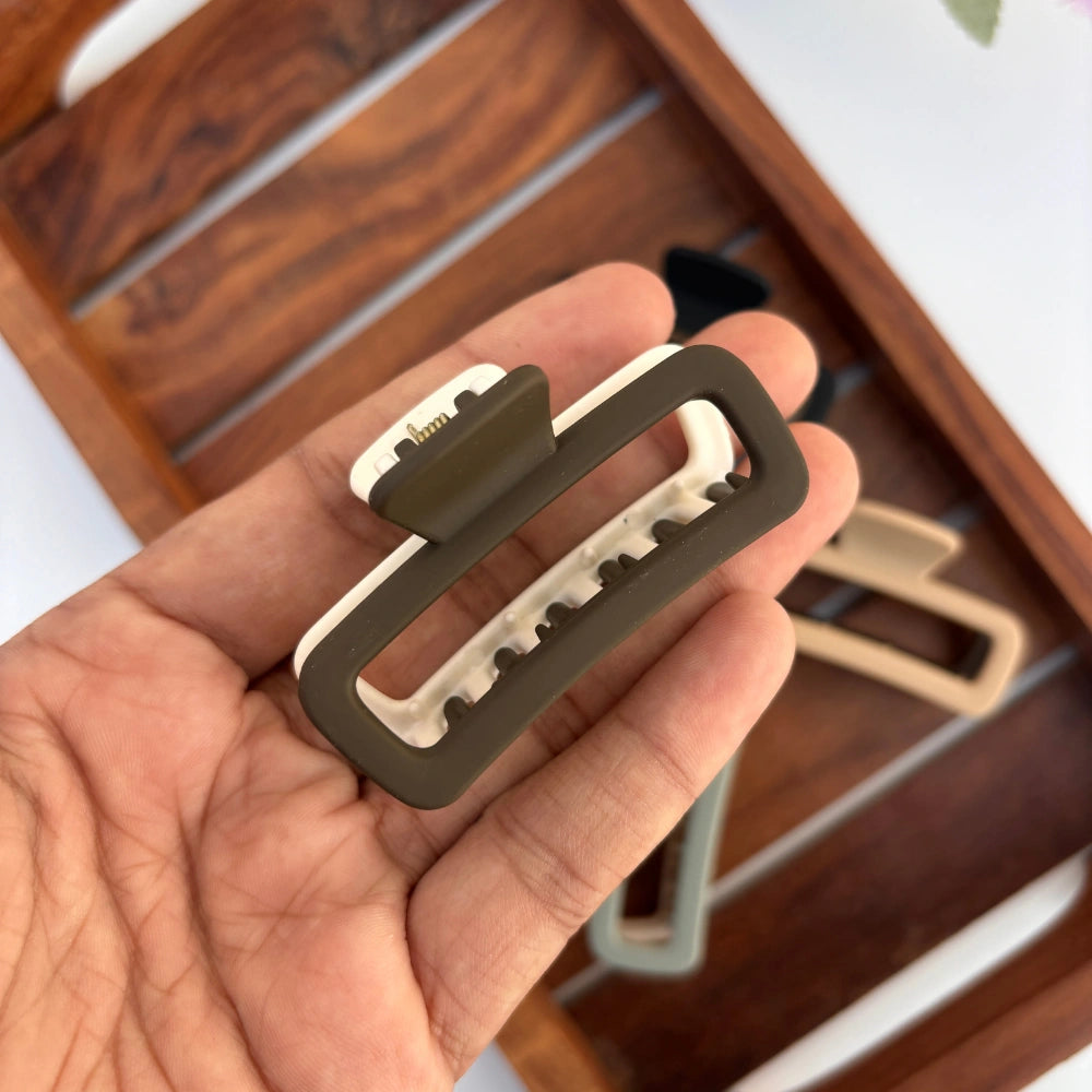 Dual Colour Rectangle Hair Claw - Medium