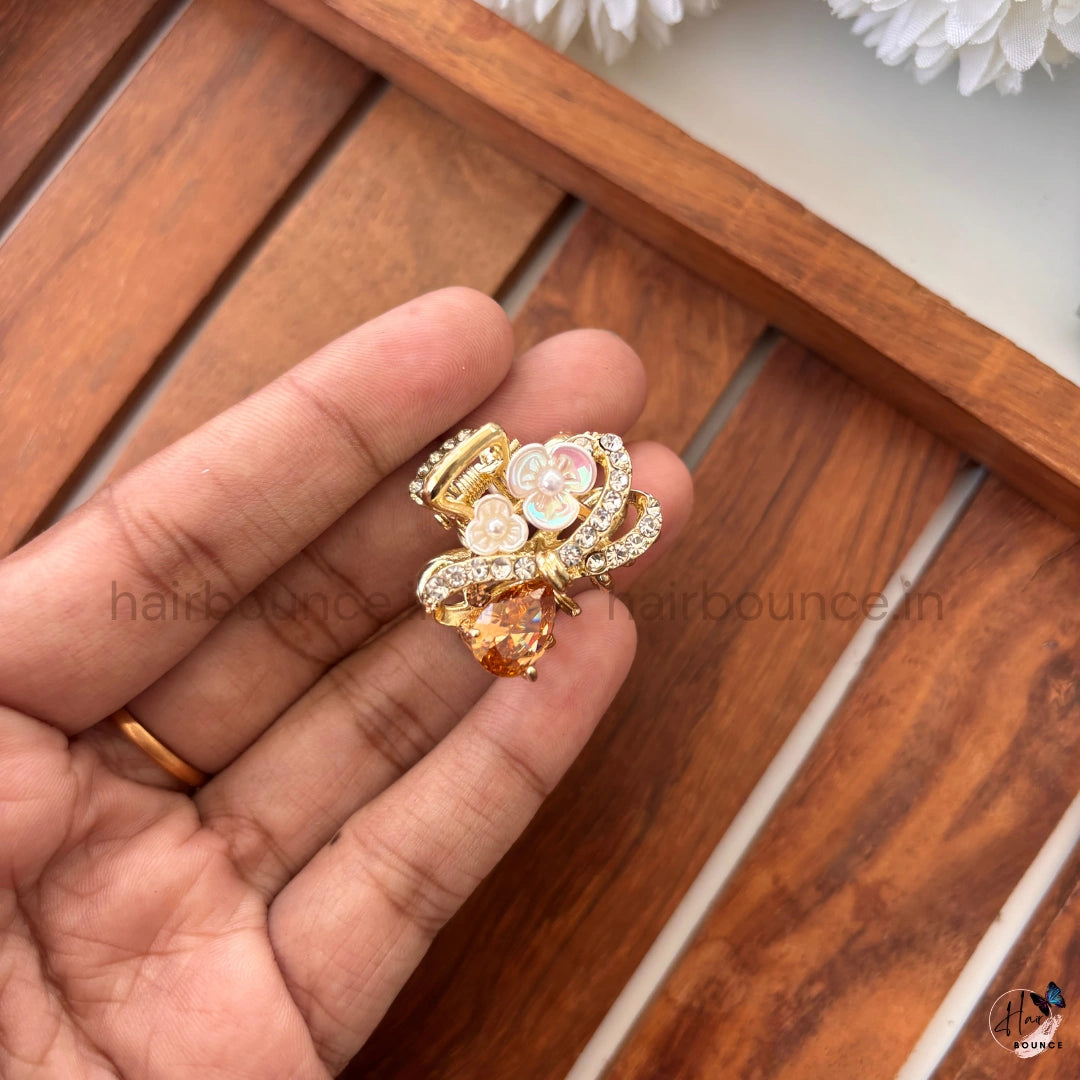 Crystal Pearl Butterfly Hair Claw – Small
