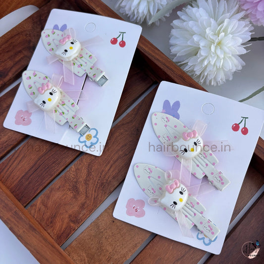 Pretty Kitty Bow Alligator Hair Clips – Pack of 2