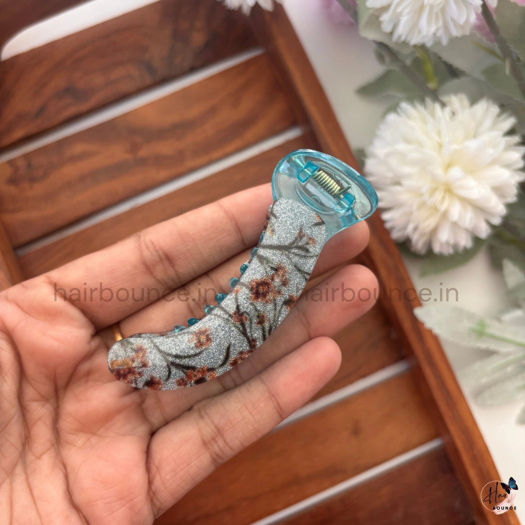 Floral Fabric Banana Hair Claw - Medium