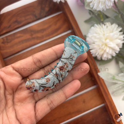Floral Fabric Banana Hair Claw - Medium