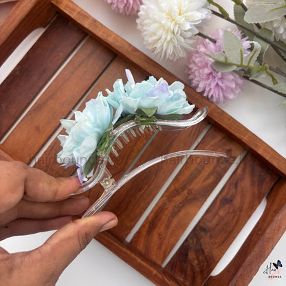 Double Peony Bloom Curved Hair Clip - Large