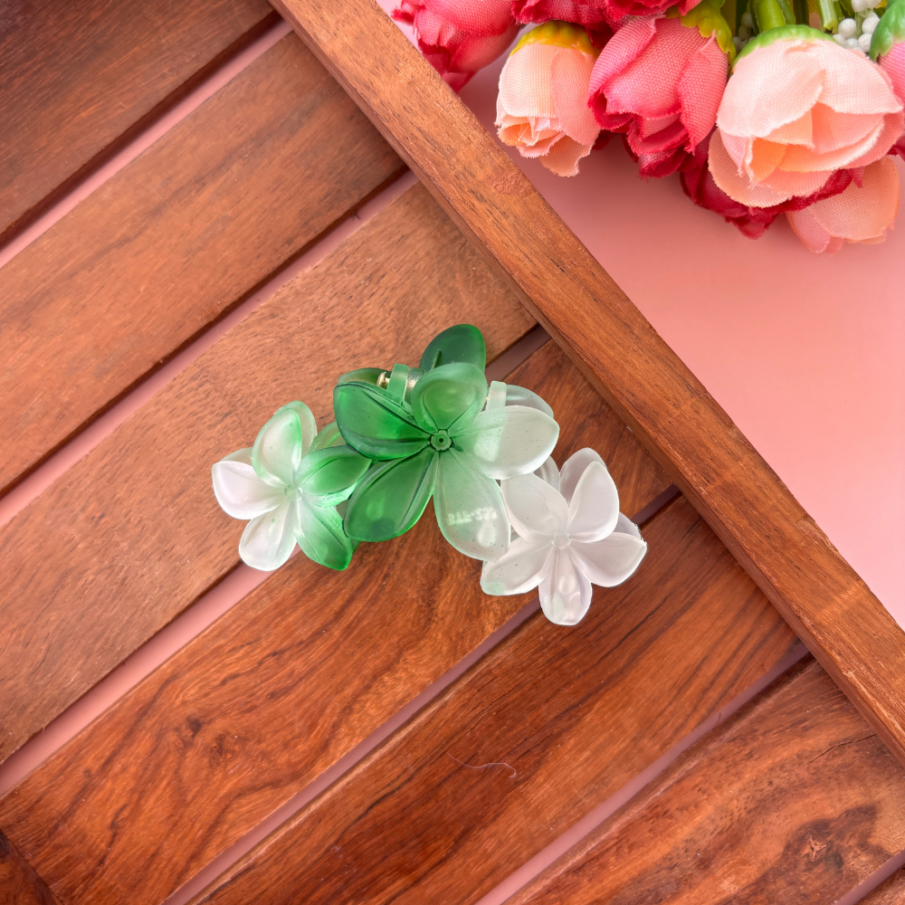 Glassy Lily Triple Flower Hair Claw - Medium