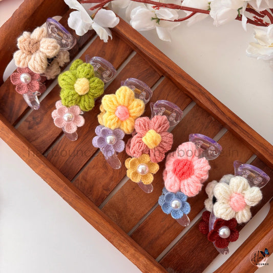 Handmade Crochet Bloom Banana Clip – Medium
