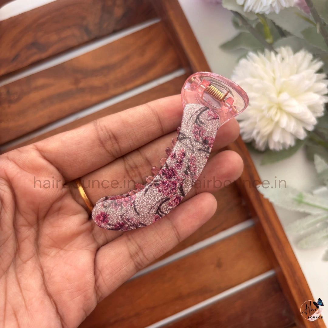 Floral Fabric Banana Hair Claw - Medium