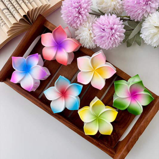 Dual Colour Matte Flower Hair Claw - Large