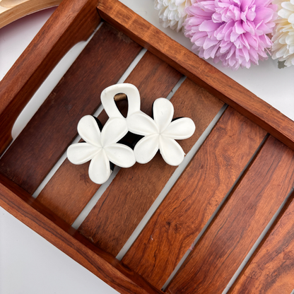 Dual Colour Plumeria Hair Claw - Large