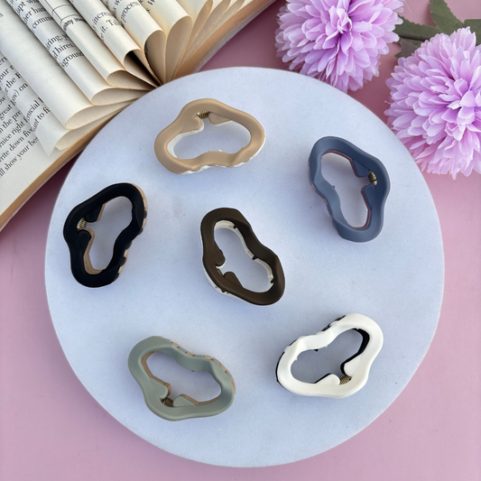 Dual Colour Oval Shape Hair Claw - Small