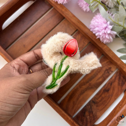 Shiny Tulip Fur Hair Claw – Large