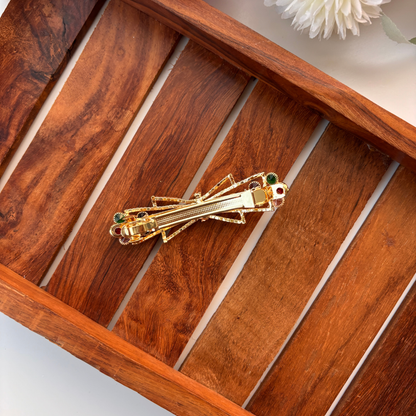 Multicolor Stone Bow Hair Clip – Assorted Shades