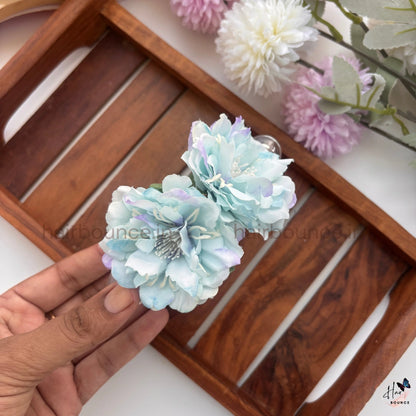Double Peony Bloom Curved Hair Clip - Large