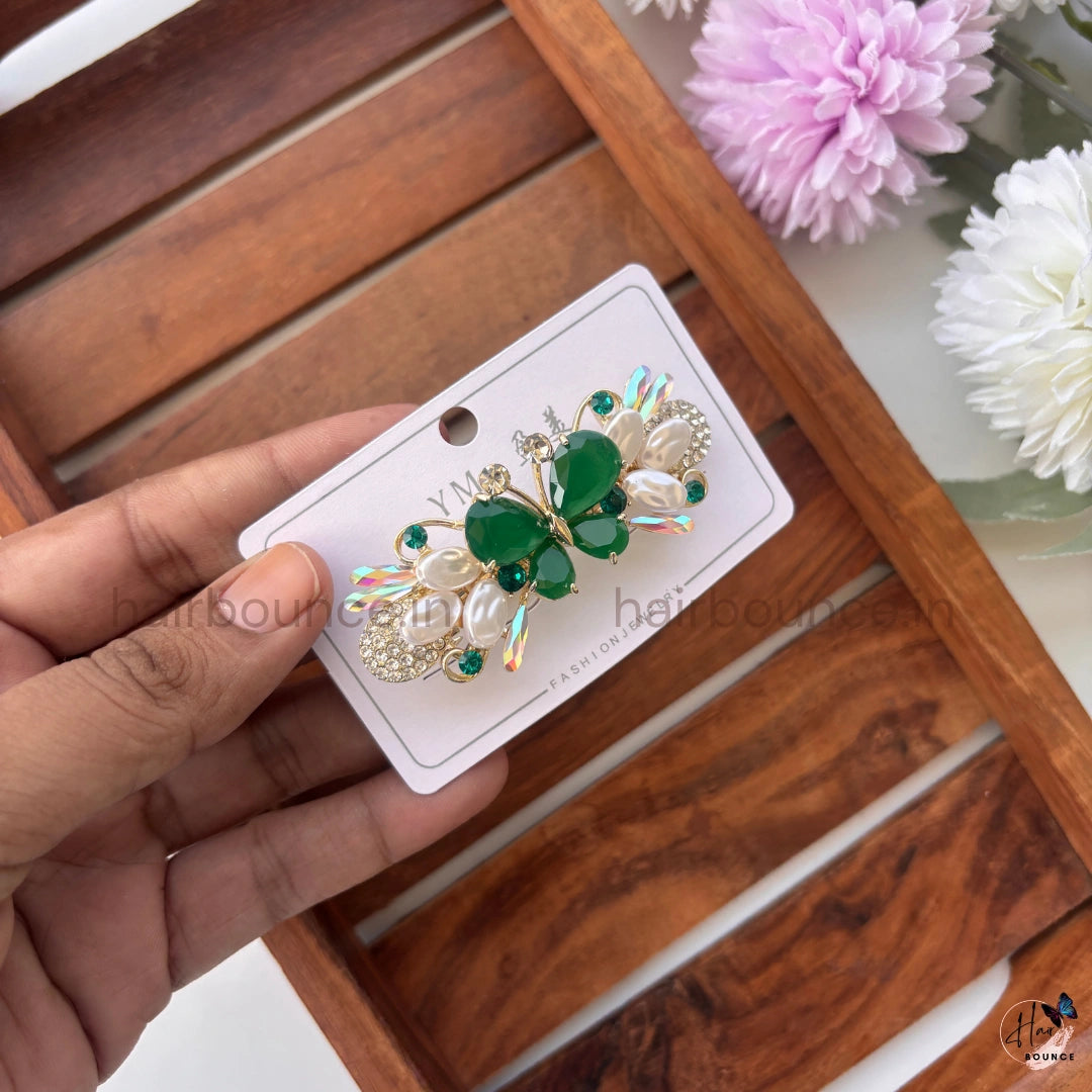 Crystal Butterfly Center Hair Barrette