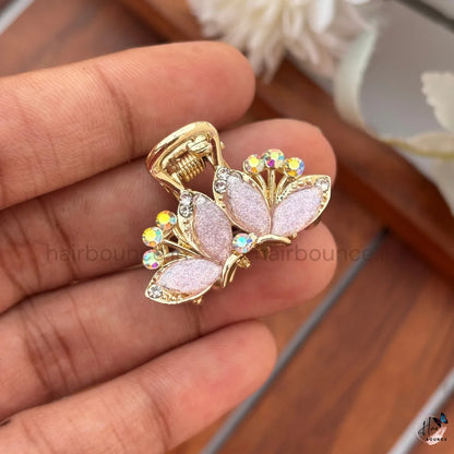 Pastel Crystal Butterfly Mini Hair Claw Clips – Pack of 6