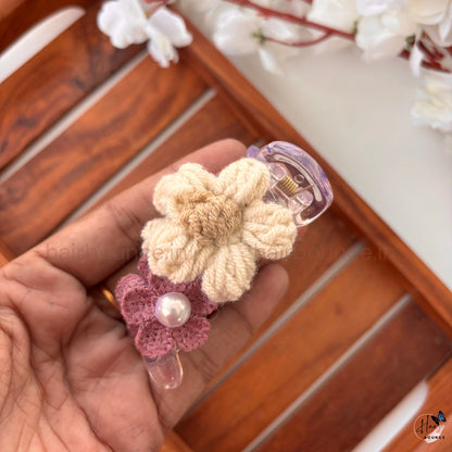 Handmade Crochet Bloom Banana Clip – Medium